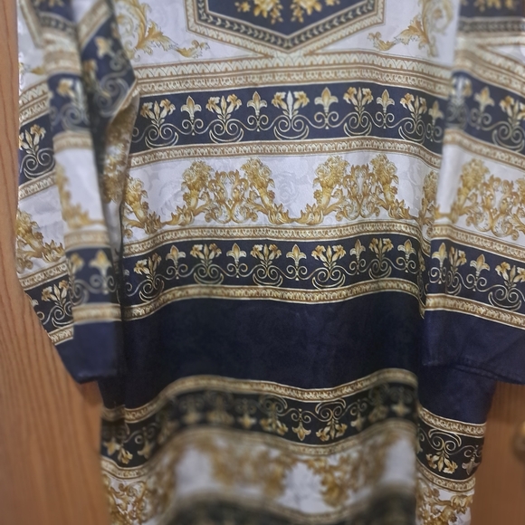 Vintage Cabernet  Baroque Print/ Versace Look ZIP FRONT Caftan  Sz Lg - Picture 6 of 12